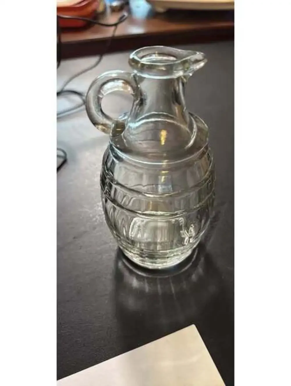 Vintage Apple Pie Ridge Pure Cider Vinegar Glass Pitcher Creamer Barrel Design